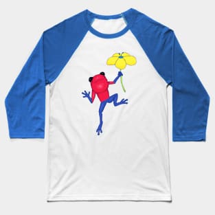 Strawberry Poison Dart Frog and Flower Baseball T-Shirt